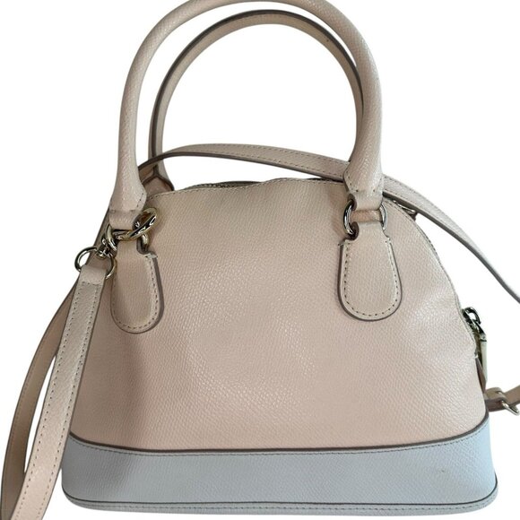 Coach Crossgrain Leather Mini Cora Crossbody Bag Satchel Bicolor Apricot Chalk - Picture 2 of 15